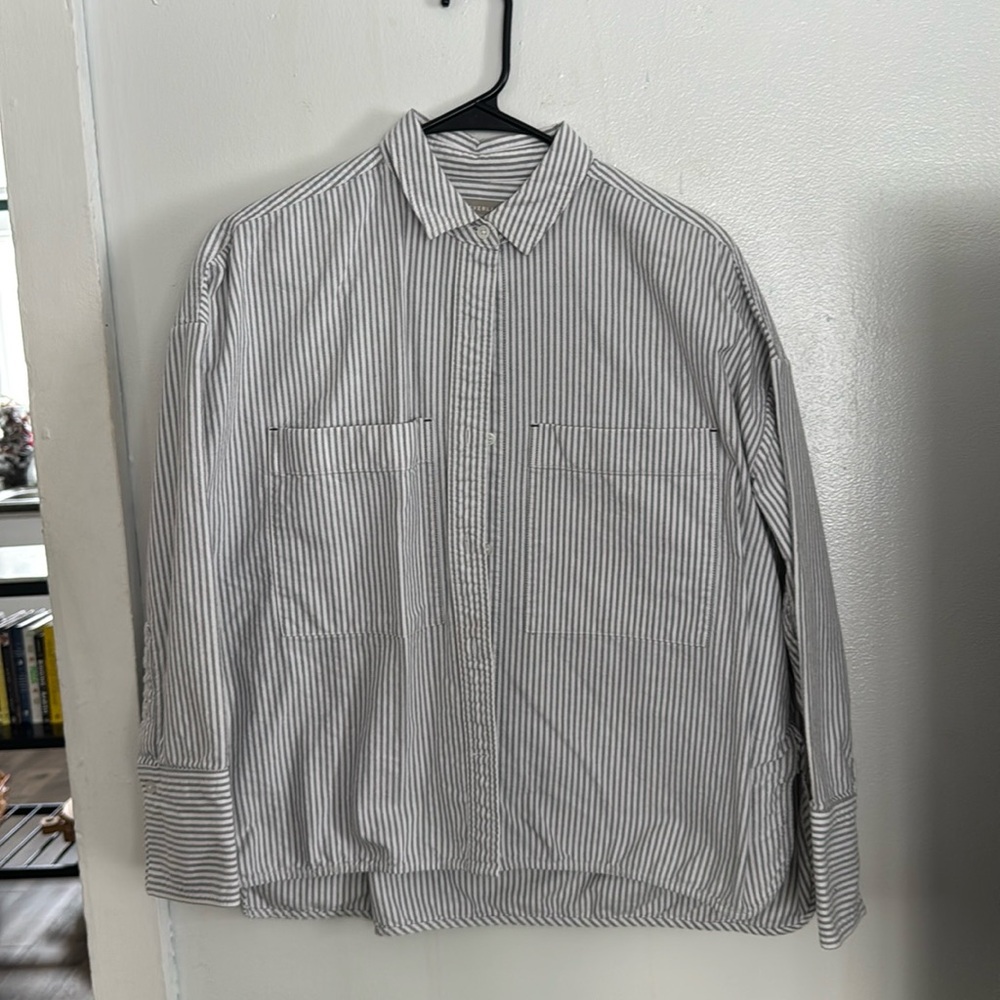 Everlane Striped Boxy Oxford Organic Cotton
